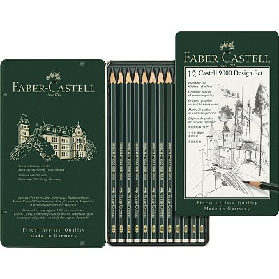 Набор карандашей чернографитных Faber-Castell Design Set 12 штук 5H-5B