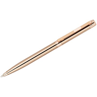 Ручка шариковая Delucci «Semplice», синяя, 1.0мм, корпус медь/розовое золото, поворот., подар. уп. 