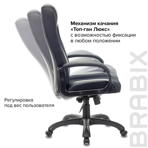 Кресло компьютерное BRABIX PREMIUM «Rapid GM-102», НАГРУЗКА 180 кг, экокожа/ткань, черное/серое, 532105