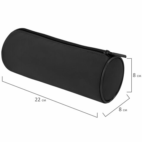 Пенал-тубус BRAUBERG, с эффектом Soft Touch, мягкий, черный, 22×8 см