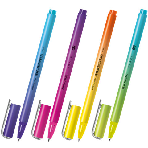 Ручка шариковая BRAUBERG GRADE, СИНЯЯ, корпус soft-touch, пишущий узел узел 0.7 мм, линия письма 0.35 мм