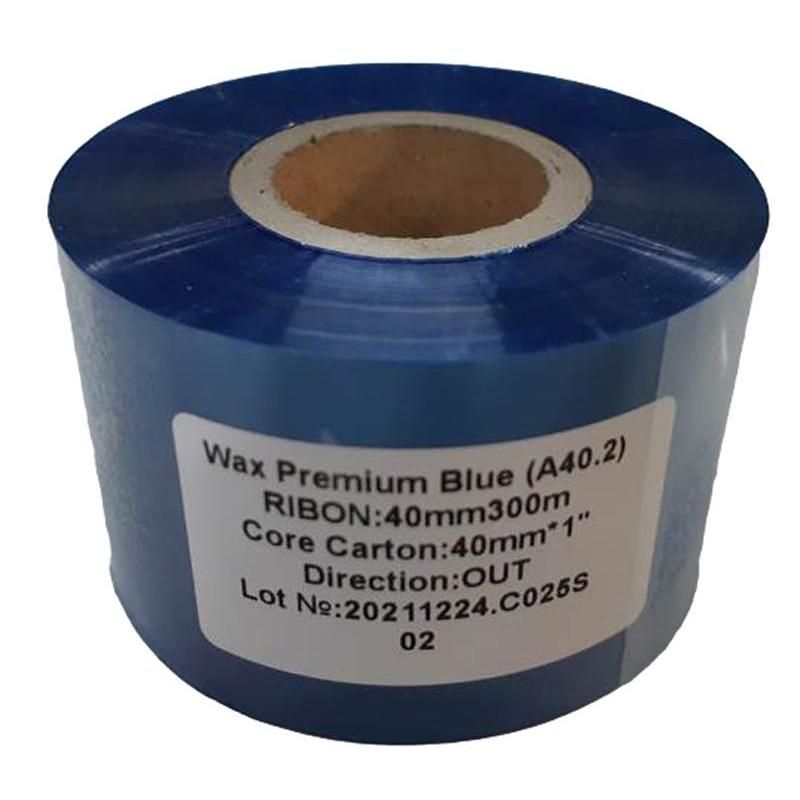 Риббон Wax Premium blue 40 мм х 300 м OUT (диаметр втулки 25.4 мм)