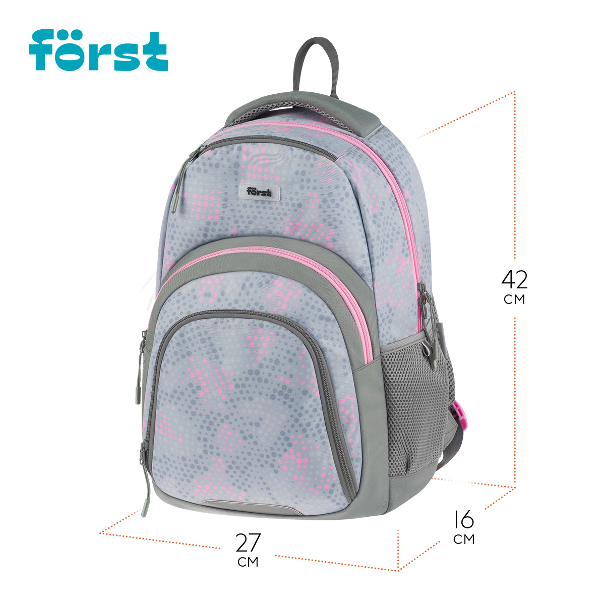 Рюкзак Först F-Line «Stay cool» 42×27×16см, 1 отделение, 5 карманов, уплотненная спинка