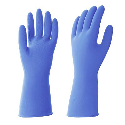 Перчатки латексные HQ Profiline многоразовые синие р. M (КФС)