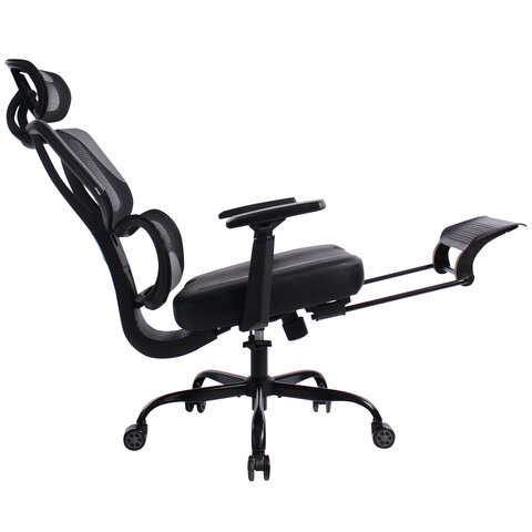 Кресло BRABIX PREMIUM «Venom GM-530», подножка, синхромеханизм, экокожа/сетка, черное/серое