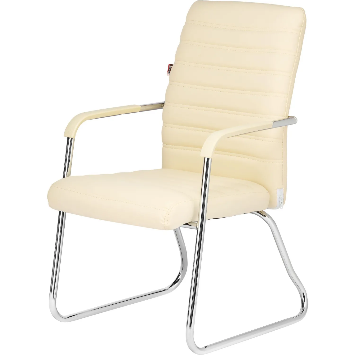 превью Конференц-кресло Комус Мебель (Easy Chair) 806 бежевое (экокожа, металл хромированный)
