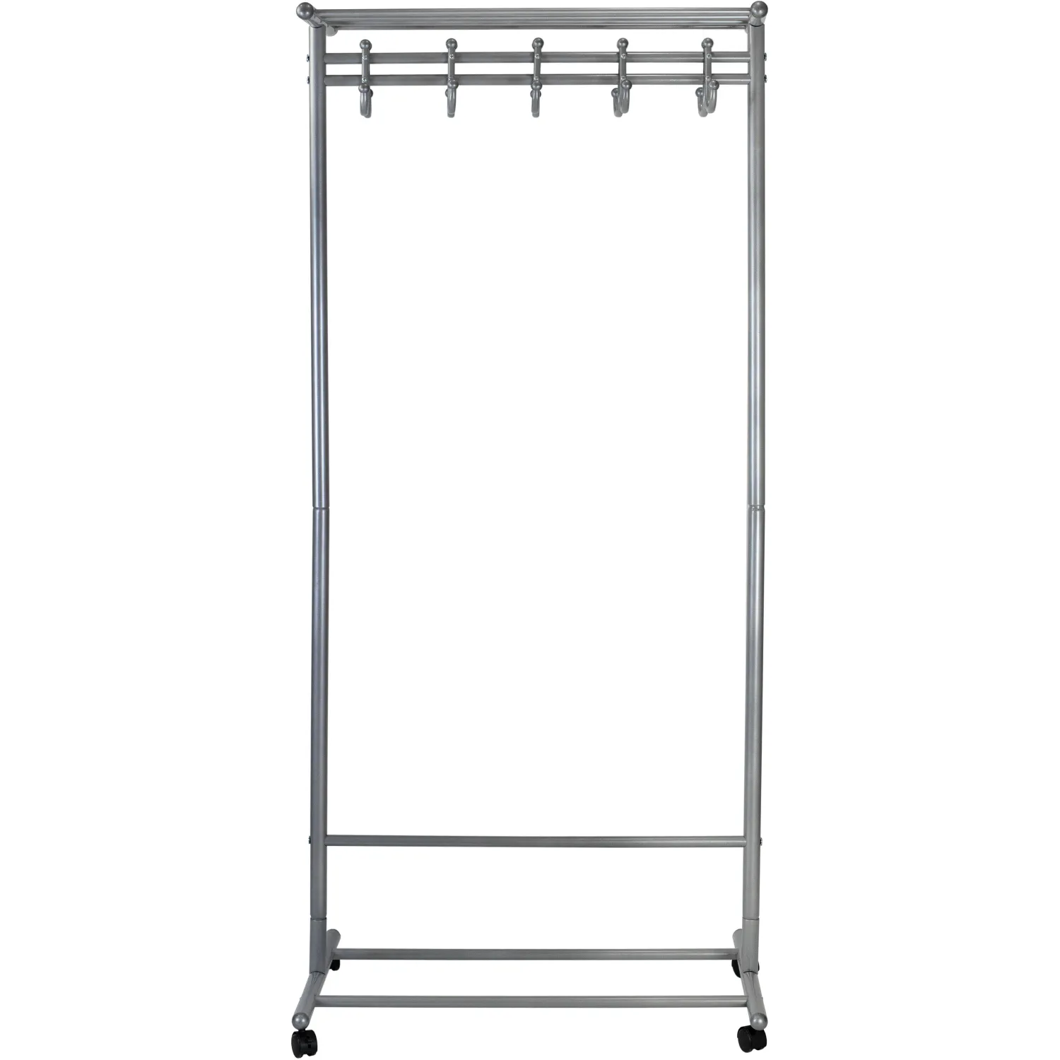 Вешалка МЕ_напольная М 9 с крючками (8209), колеса, металлик