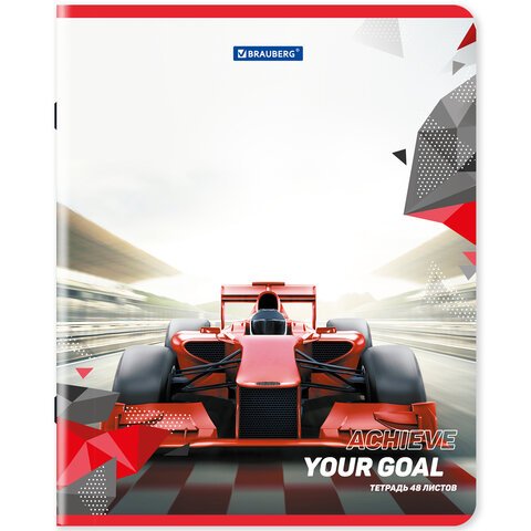 Тетради ДЭК А5 48 л. КОМПЛЕКТ 5 шт., BRAUBERG скоба, клетка, глянцевый лак, «Sport Club»