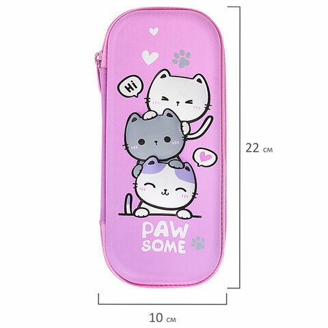 Пенал BRAUBERG, 1 отделение, 1 откидная планка, EVA, 22×10х5 см, «Cat tower»