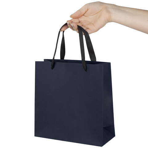 Пакет подарочный КОМПЛЕКТ 3 штуки, 20×8х20 см, «Business Kraft», синий, крафт, ЗОЛОТАЯ СКАЗКА