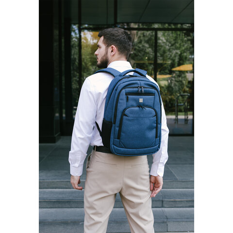 Рюкзак HEIKKI SECURE (ХЕЙКИ) универсальный, отделение для ноутбука, синий, 46×31x19 см