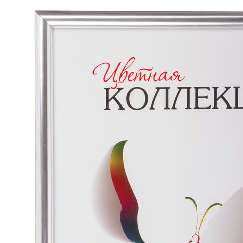 Рамка бизнес-класса 21×30 см, пластик, багет 11 мм, серебро, стекло