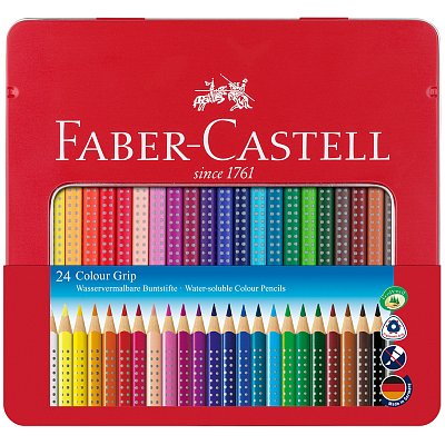 Карандаши цветные Faber-Castell «Grip», 24цв., трехгран., заточен., метал. упак. 