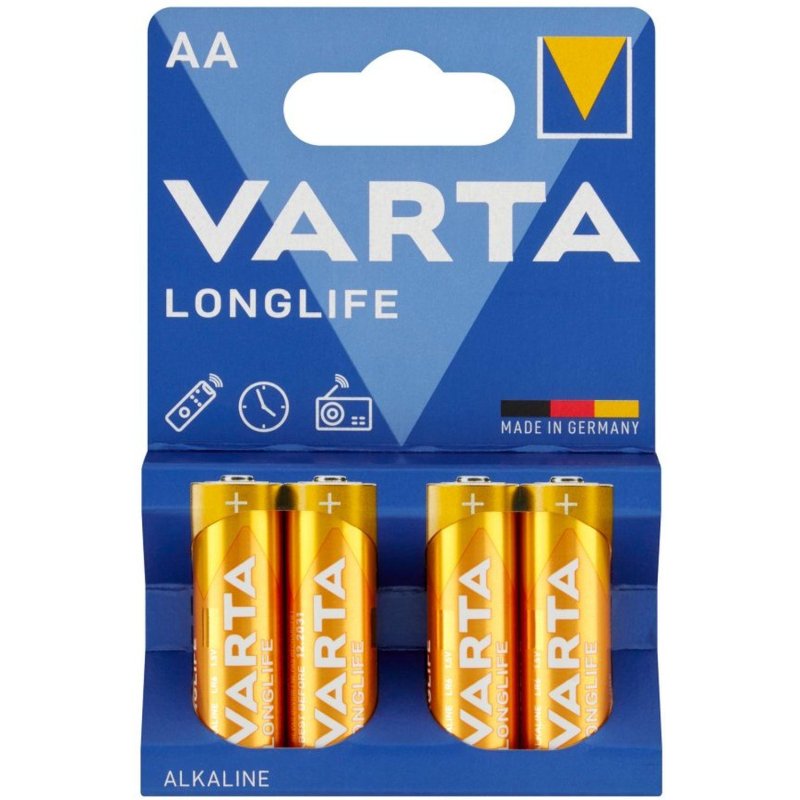превью Батарейка Varta LONGLIFE LR6 AA 4шт/бл Alkaline 1.5V (4106) (4106101414)