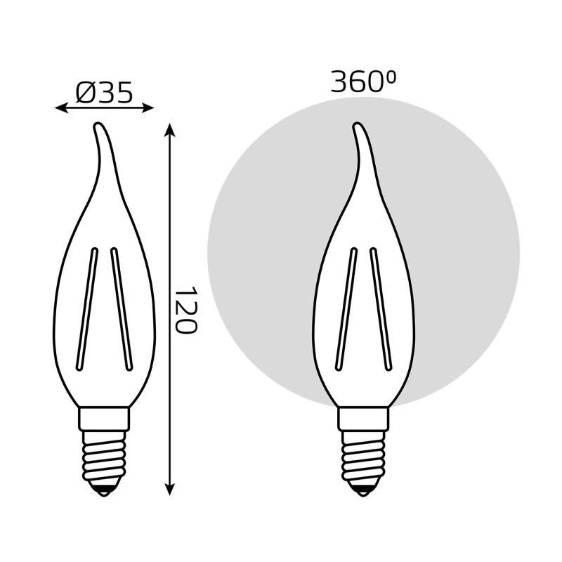 Лампа светодиодная Gauss Filament свеча на ветру 11 Вт E14 свеча на ветру 2700 K теплый белый