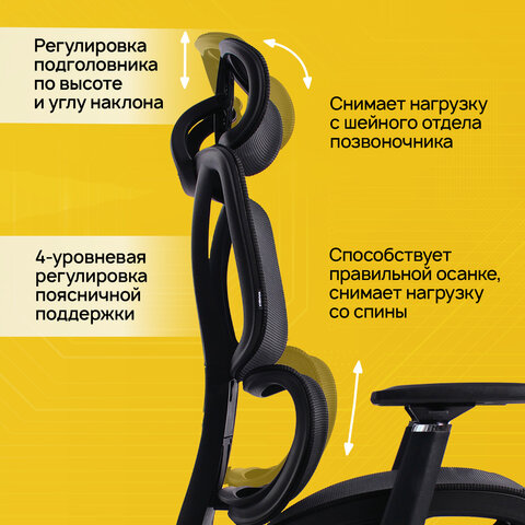 Кресло BRABIX PREMIUM «Evolution ER-700», подножка, слайдер, синхромеханизм, сетка, черное