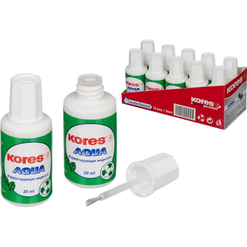 Корректирующая жидкость (штрих) Kores Aqua водная 20 мл