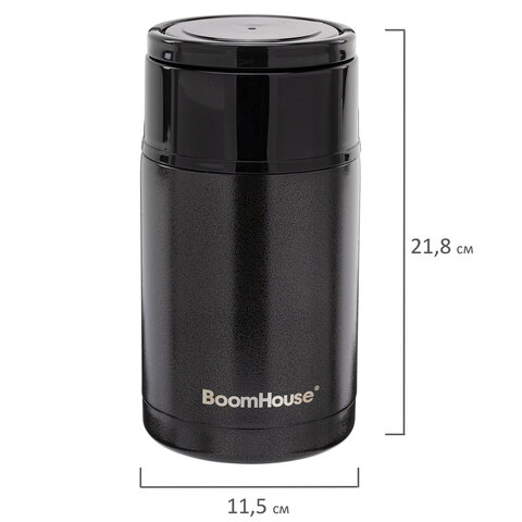 Термос 1 л для еды/напитков с широким горлом, BOOMHOUSE (БУМХАУС) LUNCH, нержавеющая сталь SUS304, черный
