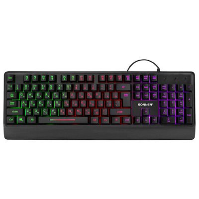 Клавиатура проводная USB, 104 клавиши, LED-подсветка, SONNEN K305, черная