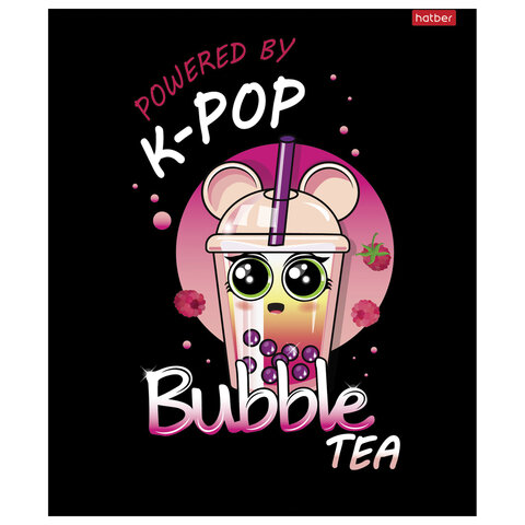 Тетрадь А5, 48 л., HATBER скоба, клетка, глянцевая ламинация, «Bubble tea» (микс в спайке), 089457