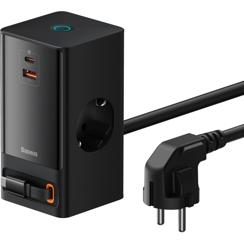 Зарядное устройство сетевое Baseus PSLR000301 2AC+1A+1C retr 65W черный