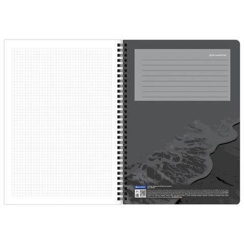 Тетради ДЭК А4 96 л. КОМПЛЕКТ 2 шт., BRAUBERG, гребень, клетка, 80 г/м2, Soft-Touch, «Black Classic»