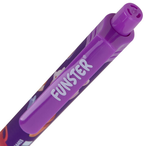 Ручка шариковая автоматическая с принтом FUNSTER (ФАНСТЕР) «TASTY FOOD», корпус soft-touch, СИНЯЯ, узел 0.7 мм, линия письма 0.35 мм
