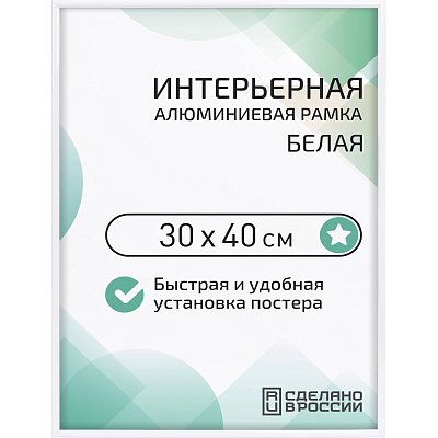 Рамка 300×400, белая, алюминевая., ПЭТ стекло, 2019_34_91_345