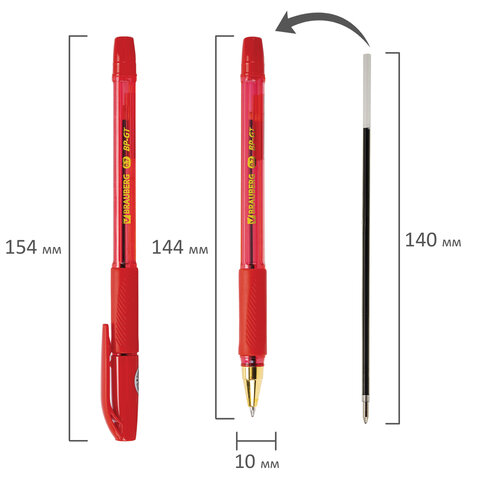 Ручка шариковая BRAUBERG BP-GT GLD RED, КРАСНАЯ, корпус тонированный, пишущий узел 0.7 мм, линия письма 0.35 мм