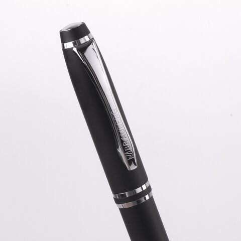 Набор ручек подарочных BRAUBERG Duetto, СИНИЕ, 2 шт: шариковая, перьевая, черный с хромированными деталями