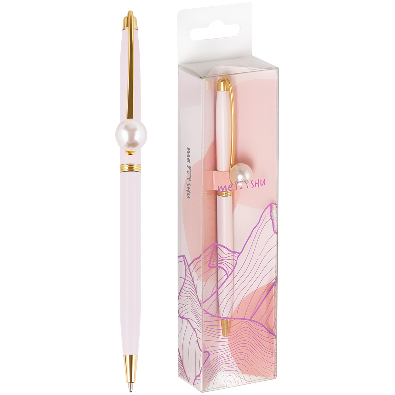 Ручка шариковая автоматическая MESHU «Pink jewel» синяя, 1.0мм