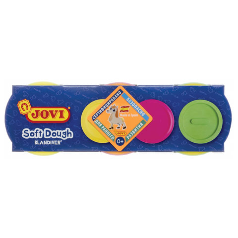 Пластилин на растительной основе JOVI (Испания), 3 цвета, 330 г, неоновый, Blandiver