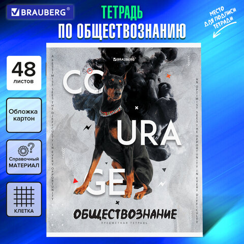 превью Тетрадь предметная «SPORT CLUB» 48 л., обложка картон, ОБЩЕСТВОЗНАНИЕ, клетка, подсказ, BRAUBERG
