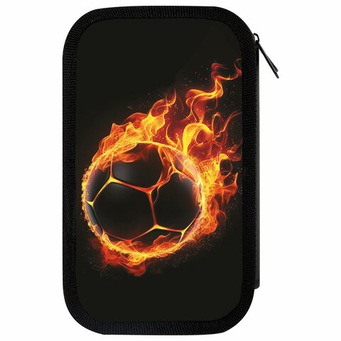Пенал ЮНЛАНДИЯ, 3 отделения, картон с эффектом soft-touch, 19×11 см, «Fire ball»