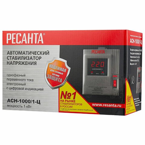 Стабилизатор РЕСАНТА АСН-1000/1-Ц, 1000 Вт, 140-260 В, напольный