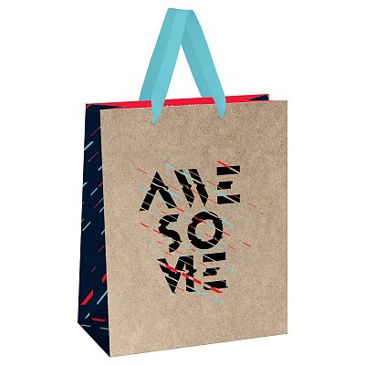 Пакет подарочный 26×32×12см MESHU «Awesome», крафт