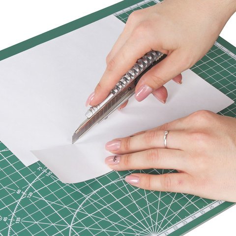 Мат для резки BRAUBERG, А2, 600×450 мм, двусторонний, 3-слойный, толщина 3 мм, сантиметровая шкала