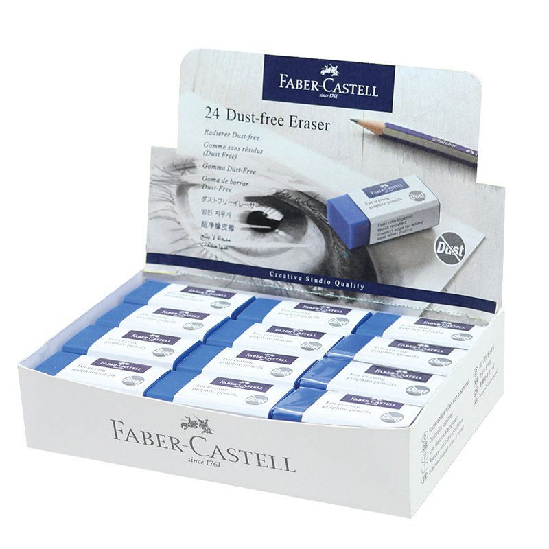 Ластик Faber-Castell «Dust-Free», прямоугольный, картонный футляр, 45×22×13мм, синий