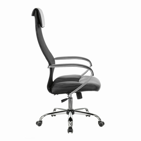Кресло офисное BRABIX PREMIUM «Stalker EX-608 CH», хром, ткань-сетка/кожзам, черное, 532091