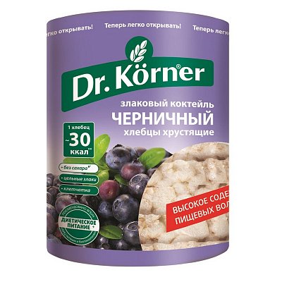 Хлебцы Dr. Korner Злаковый коктейль черничный пшеничные 100 г
