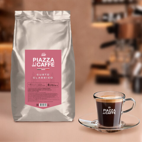 Кофе в зернах PIAZZA DEL CAFFE «Gusto Classico», натуральный, 1000 г, вакуумная упаковка