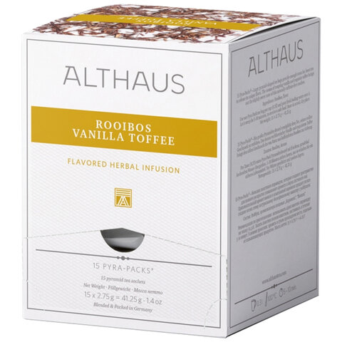 Чай ALTHAUS «Rooibos Vanilla Toffee» фруктовый, 15 пирамидок по 2.75 г, ГЕРМАНИЯ