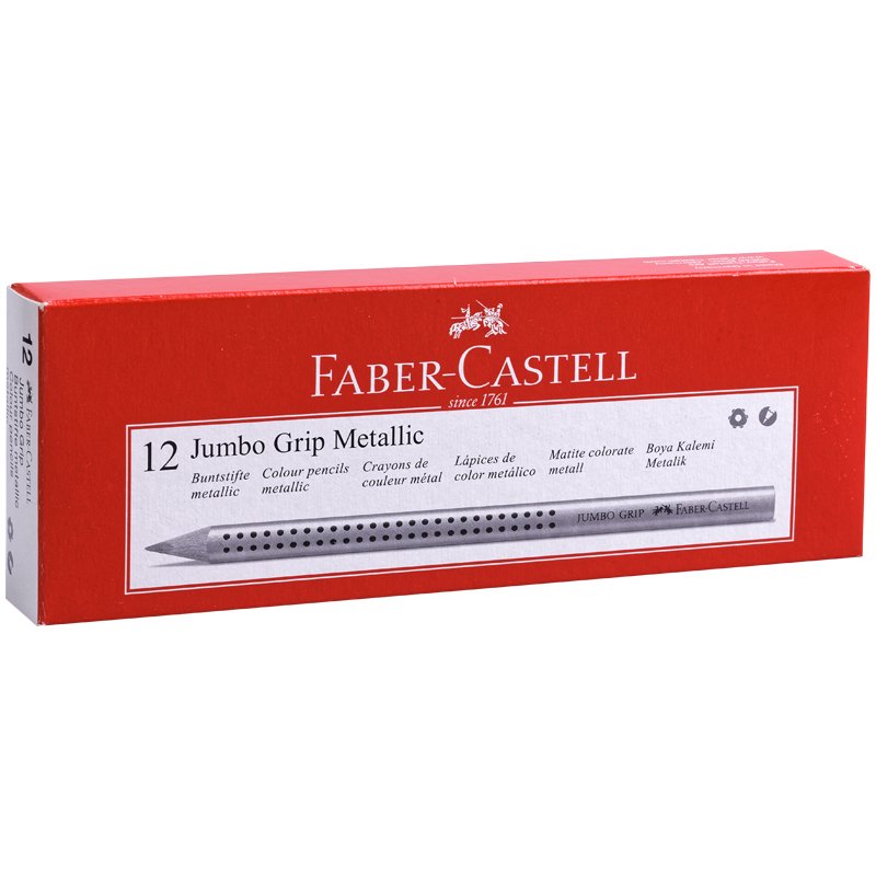Карандаш Faber-Castell «Jumbo Grip» серебряный металлик, трехгран., утолщен., заточен. 