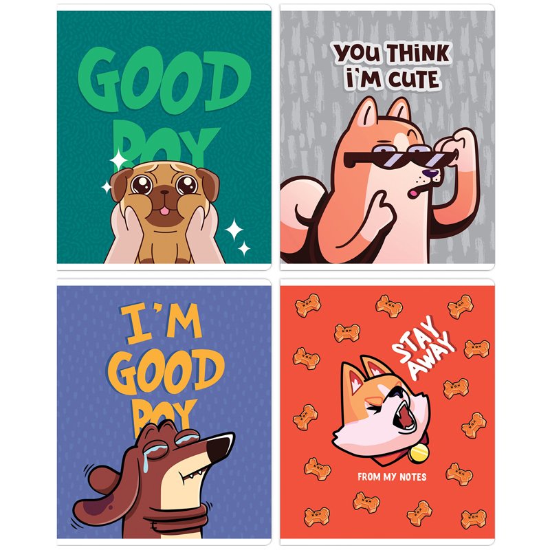 превью Тетрадь 48л., А5, клетка MESHU «Good boy», ТВИН-лак