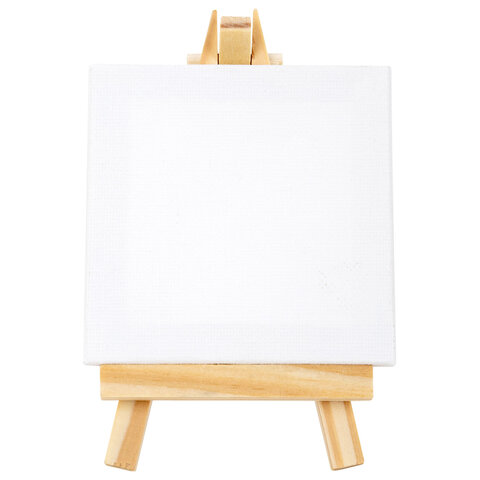Настольный мини-мольберт с холстом 8×8 см, BRAUBERG ART DEBUT, сосна, хлопок