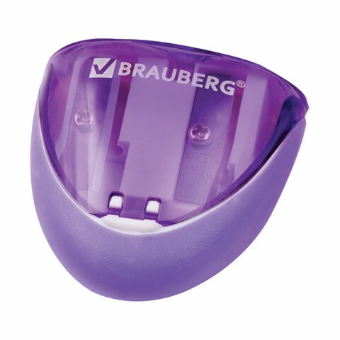 Точилка BRAUBERG, с контейнером, 2 отверстия, резиновый упор, в картонном дисплее, , космический корабль