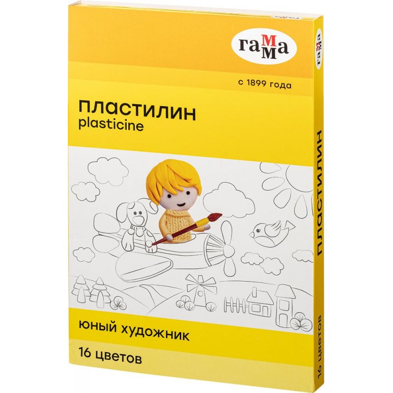 Пластилин Гамма «Юный художник», 16 цветов, со стеком, картон
