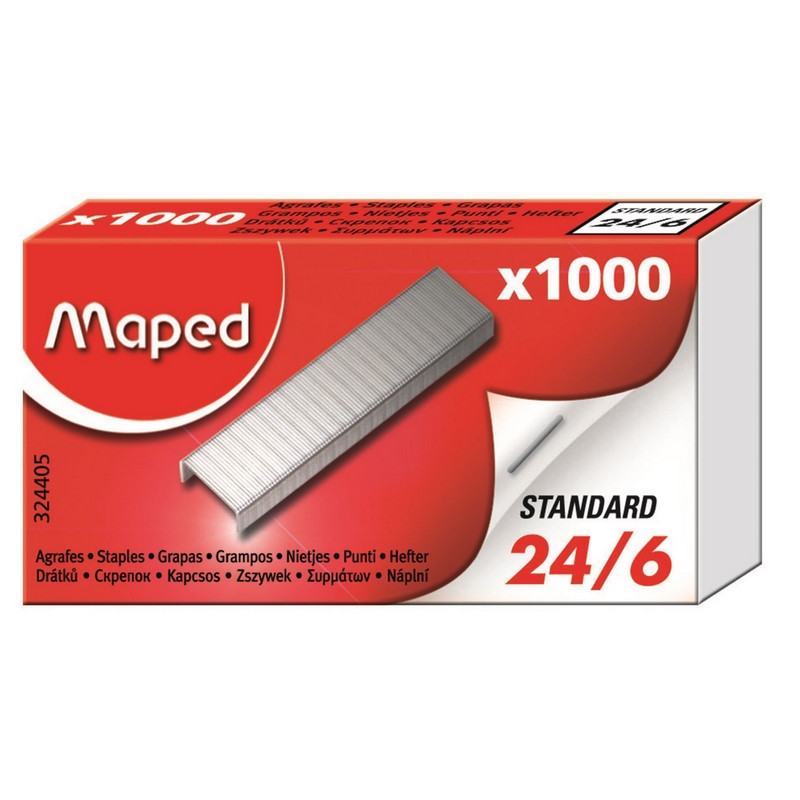 Скобы для степлера MAPED, №24/6, 1000 шт.