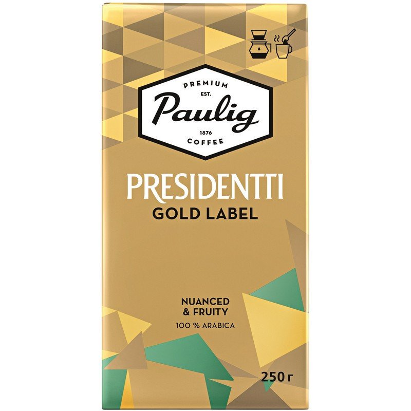 превью Кофе молотый PAULIG (Паулиг) «Presidentti Gold Lable», натуральный, 250 г, вакуумная упаковка