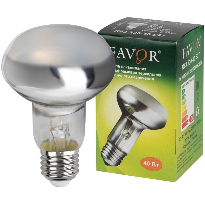 Лампа накаливания Favor ЗК 40Вт R63 230-40 E27 (50) 8105010